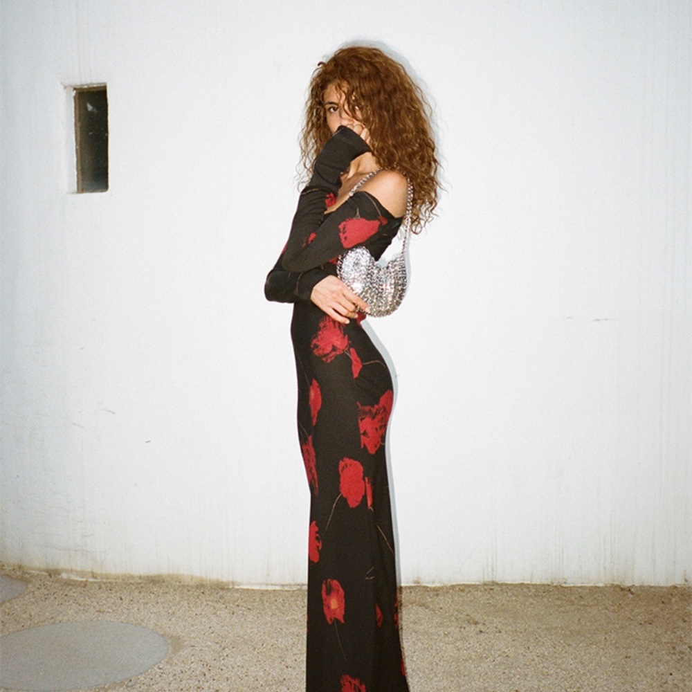NWT - Realisation Par Black and Red Floral Long Dress (the Selma, Euphoria Noir)